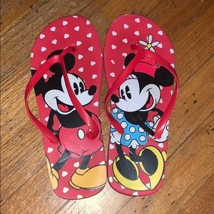 Mickey and Minnie Mouse flip flops